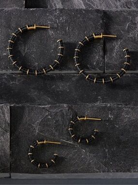 Freida Rothman Industrial Finish Cobblestone Hoop Earrings